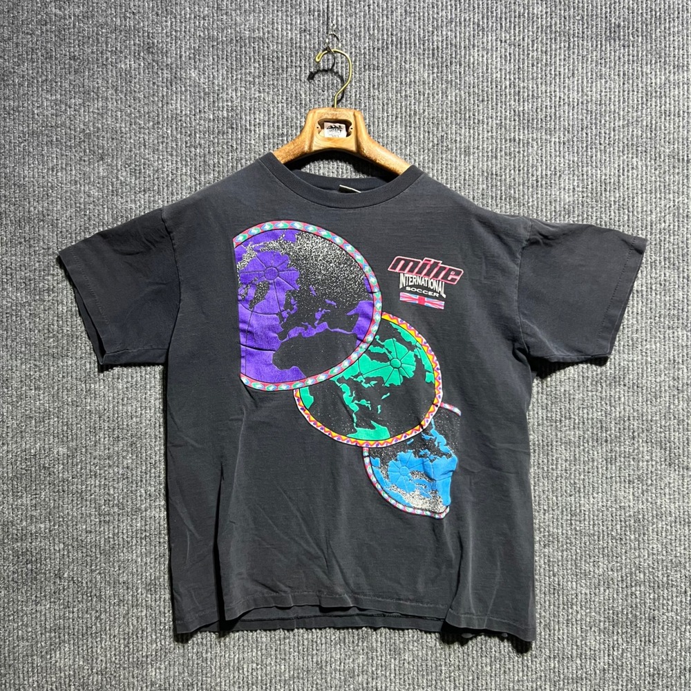 Vintage Mitre International Soccer T Shirt Mens XL Black 90s Single Stitch USA